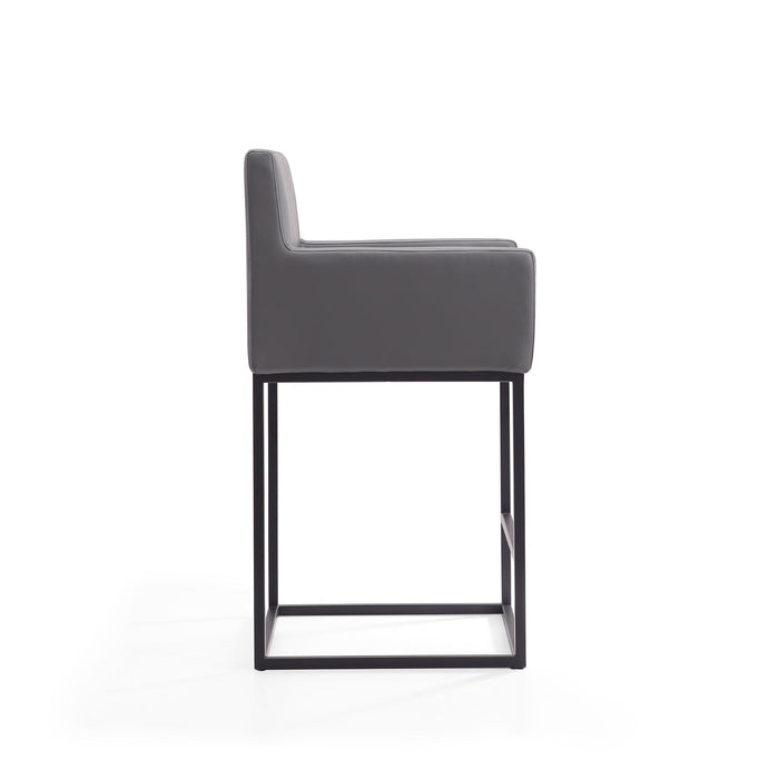 Manhattan Comfort Ambassador 38\" Metal Counter Height Barstool - Grey & Black