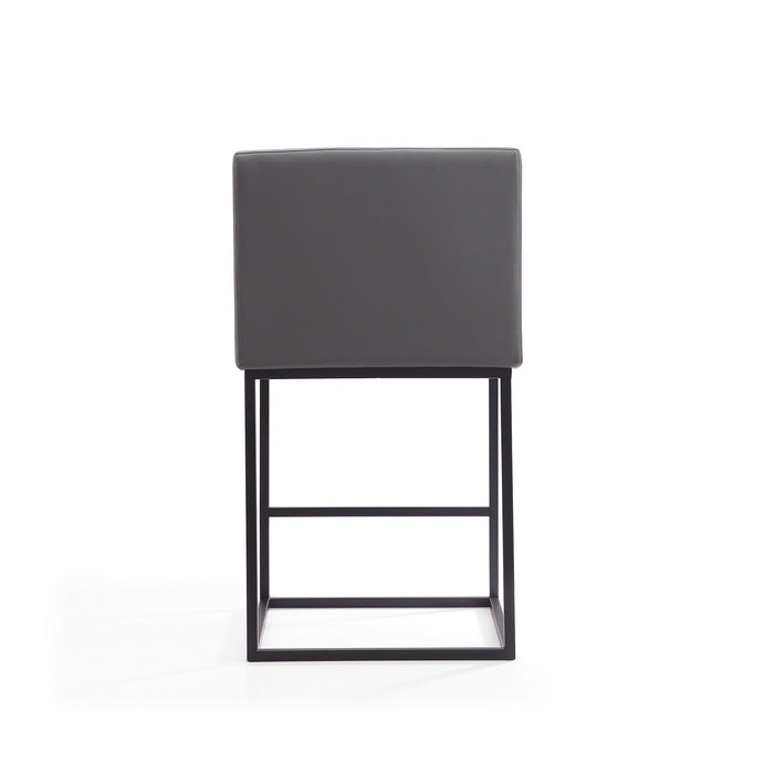Manhattan Comfort Ambassador 38\" Metal Counter Height Barstool - Grey & Black