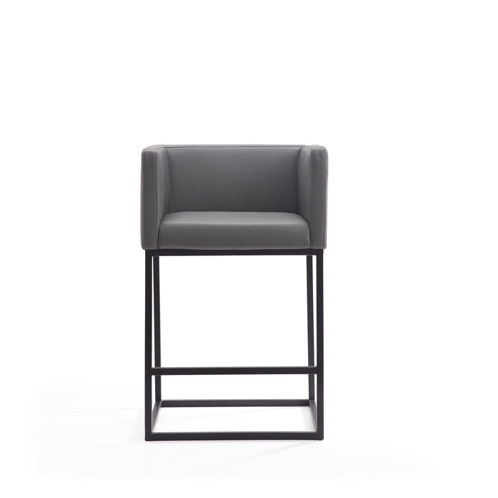 Manhattan Comfort Embassy 34\" Metal Counter Height Barstool - Grey & Black