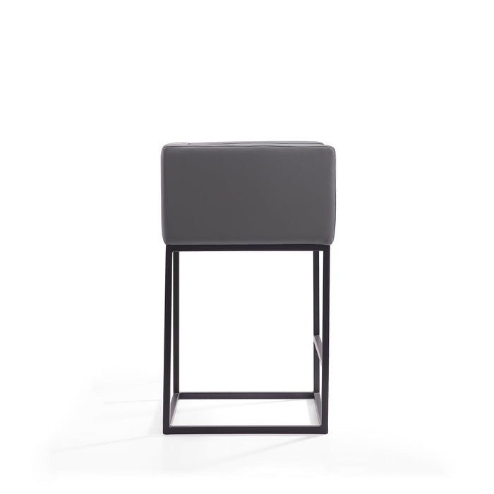 Manhattan Comfort Embassy 34\" Metal Counter Height Barstool - Grey & Black