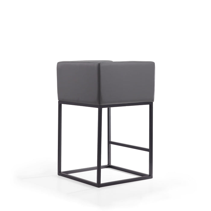 Manhattan Comfort Embassy 34\" Metal Counter Height Barstool - Grey & Black