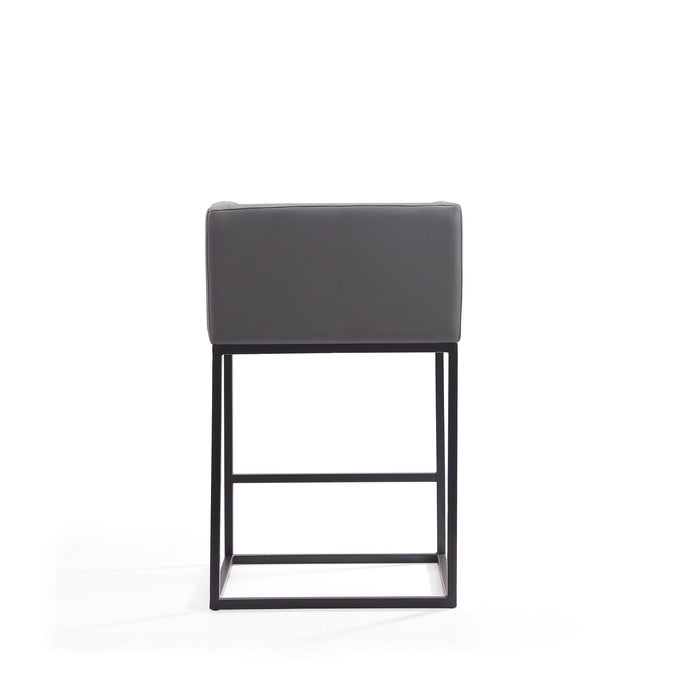 Manhattan Comfort Embassy 34\" Metal Counter Height Barstool - Grey & Black