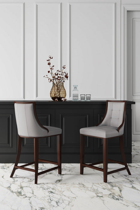 Manhattan Comfort Fifth Avenue Faux Leather Counter Height Barstool - Light Grey