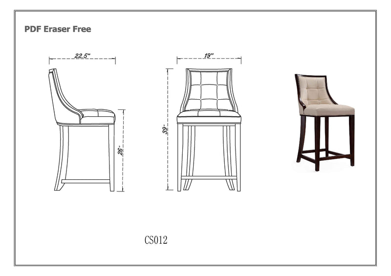 Manhattan Comfort Fifth Avenue Faux Leather Counter Height Barstool - Pebble Grey