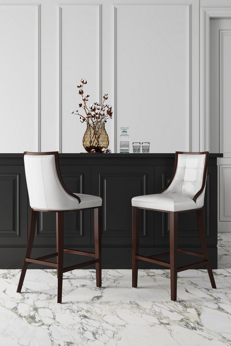 Manhattan Comfort Fifth Avenue 39.5\" Beech Wood Counter Height Barstool - White & Walnut