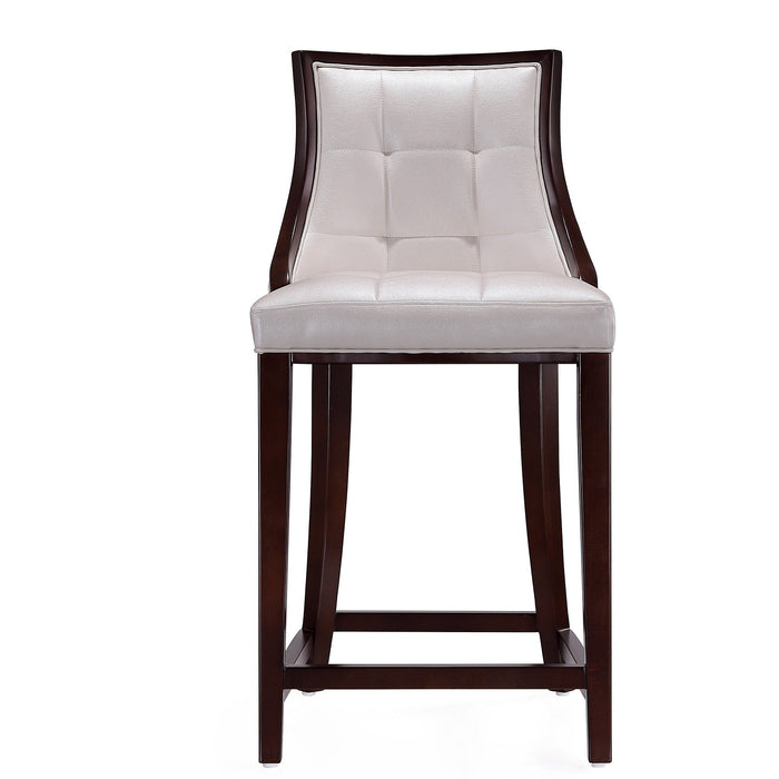 Manhattan Comfort Fifth Avenue 39.5\" Beech Wood Counter Height Barstool - White & Walnut