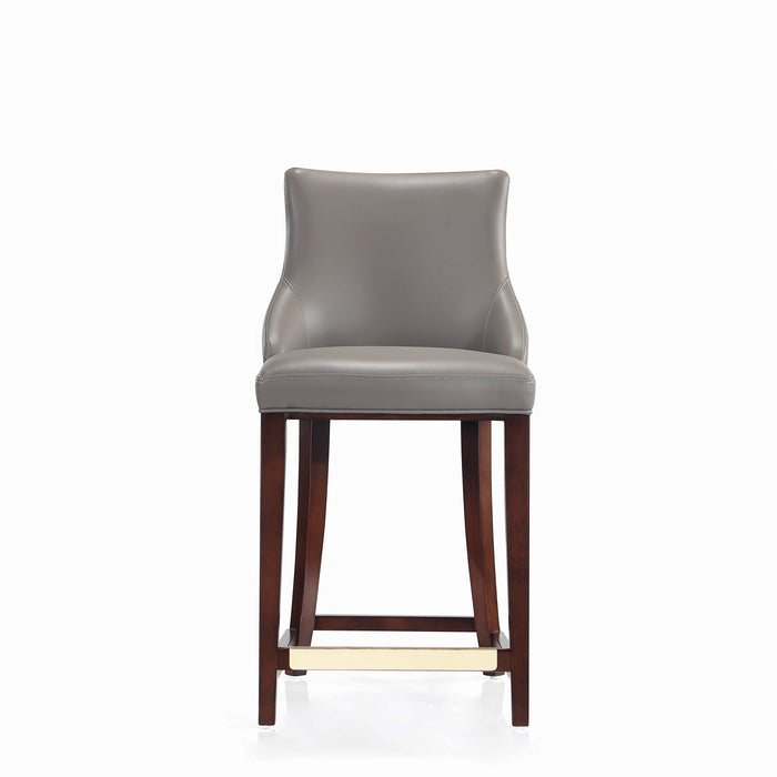 Manhattan Comfort Modern Shubert Counter Height Barstool Upholstered Leatherette with Beech Wood Legs - Dark Taupe