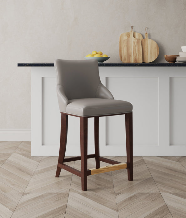 Manhattan Comfort Modern Shubert Counter Height Barstool Upholstered Leatherette with Beech Wood Legs - Dark Taupe
