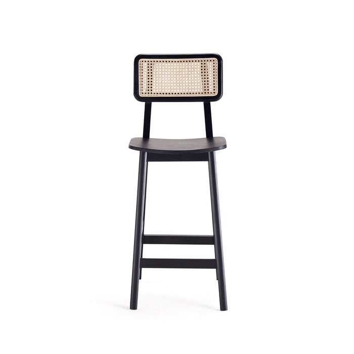 Manhattan Comfort Versailles Counter Height Barstool - Black & Natural Cane