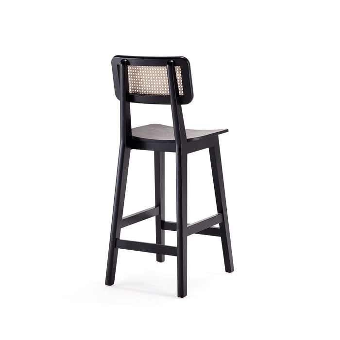 Manhattan Comfort Versailles Counter Height Barstool - Black & Natural Cane