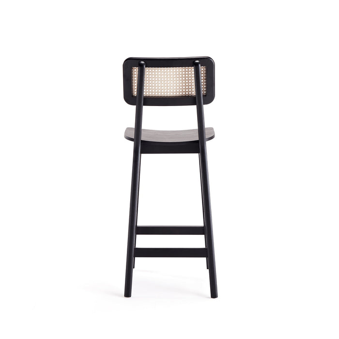 Manhattan Comfort Versailles Counter Height Barstool - Black & Natural Cane