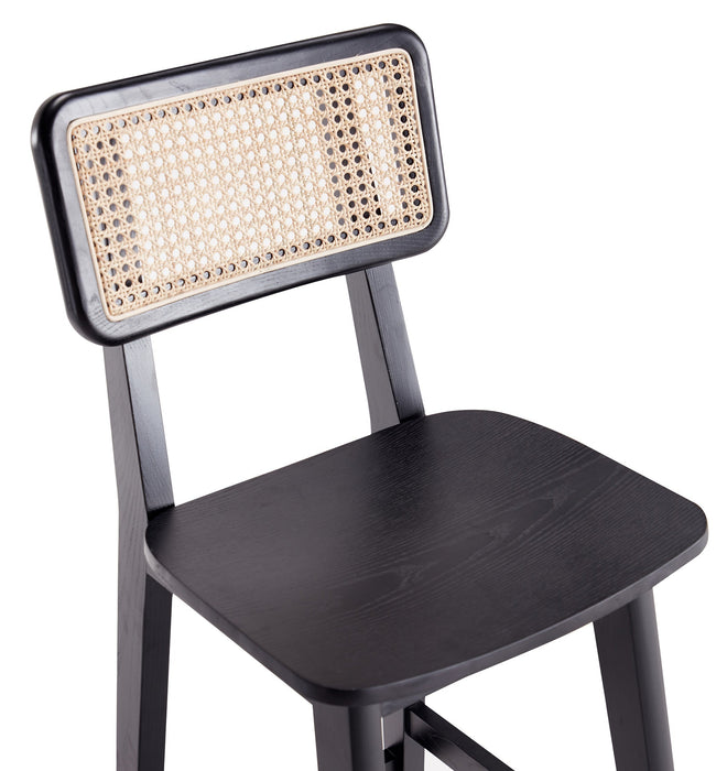 Manhattan Comfort Versailles Counter Height Barstool - Black & Natural Cane