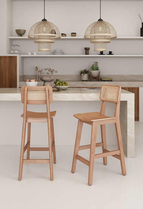 Manhattan Comfort Versailles Counter Height Barstool - Natural Cane