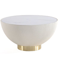 Manhattan Comfort Modern Anderson Coffee Table Upholstered Leatherette with Ceramic Faux Marble Tabl