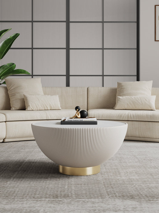 Manhattan Comfort Modern Anderson Coffee Table Upholstered Leatherette with Ceramic Faux Marble Tabl