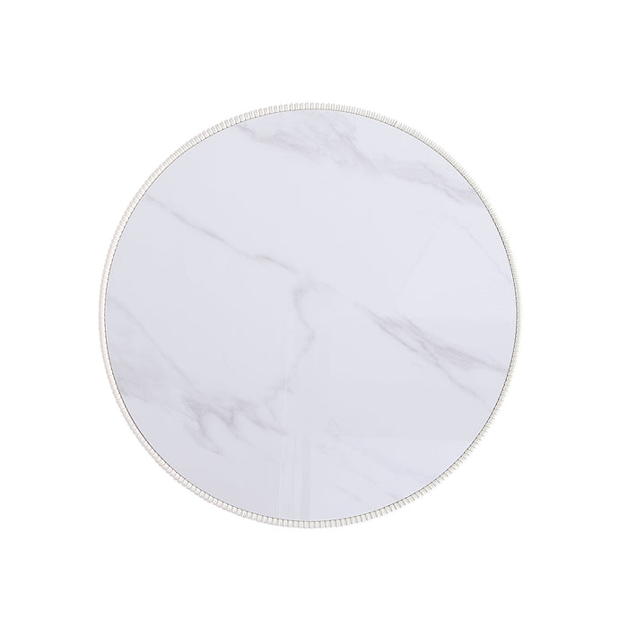 Manhattan Comfort Modern Anderson Coffee Table Upholstered Leatherette with Ceramic Faux Marble Tabl