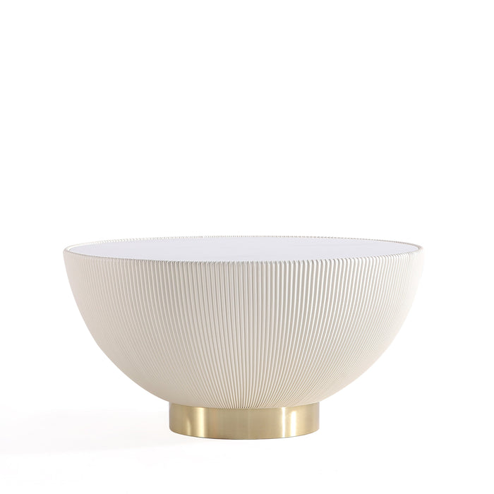 Manhattan Comfort Modern Anderson Coffee Table Upholstered Leatherette with Ceramic Faux Marble Tabl