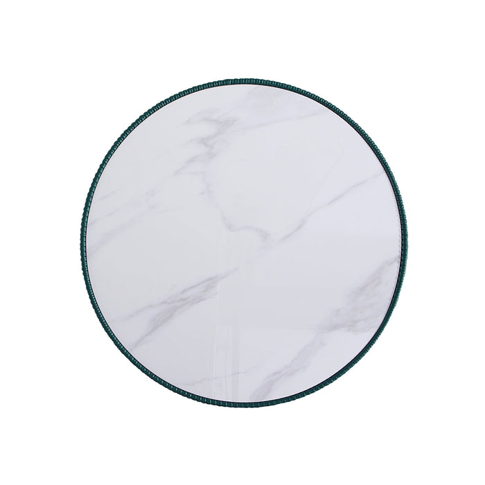 Manhattan Comfort Modern Anderson Coffee Table Upholstered Leatherette with Ceramic Faux Marble Tabl