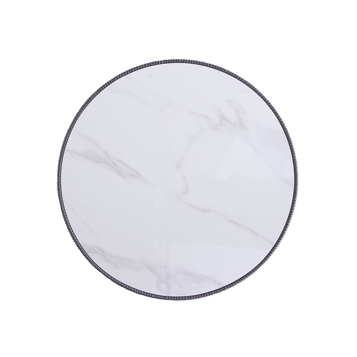 Manhattan Comfort Modern Anderson Coffee Table Upholstered Leatherette with Ceramic Faux Marble Tabletop - Grey