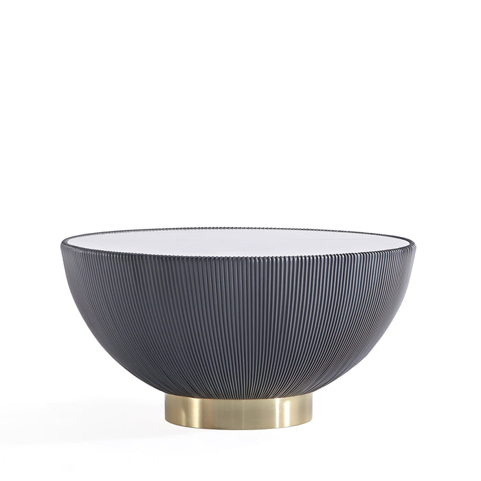 Manhattan Comfort Modern Anderson Coffee Table Upholstered Leatherette with Ceramic Faux Marble Tabletop - Grey