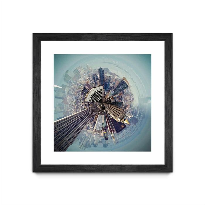 \"City Center I\" Matted and Framed Black 36x36 Wall Art