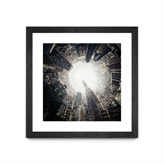 \"City Center Ii\" Matted and Framed Black 30x30 Wall Art
