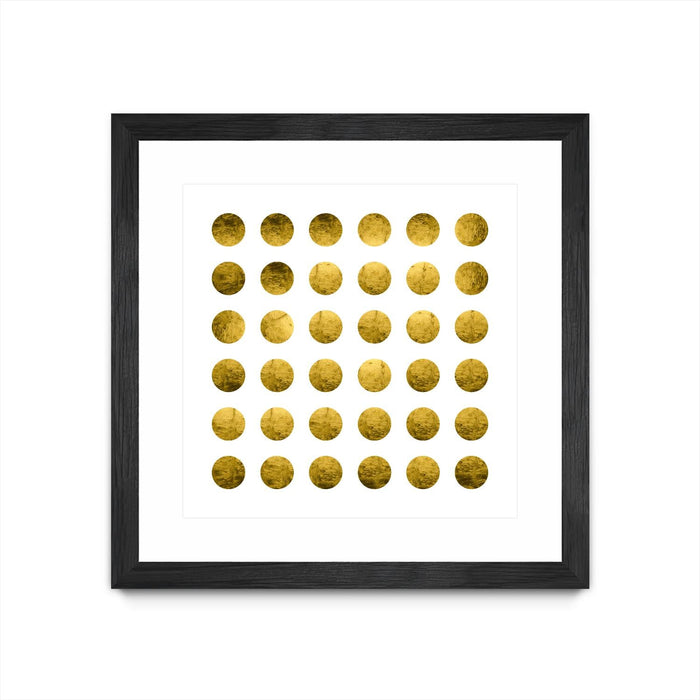 \"Golden Spots White\" Matted and Framed Black 36x36 Wall Art