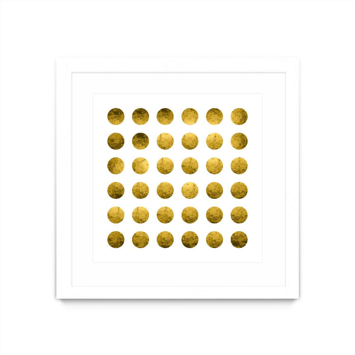 \"Golden Spots White\" Matted and Framed White 36x36 Wall Art