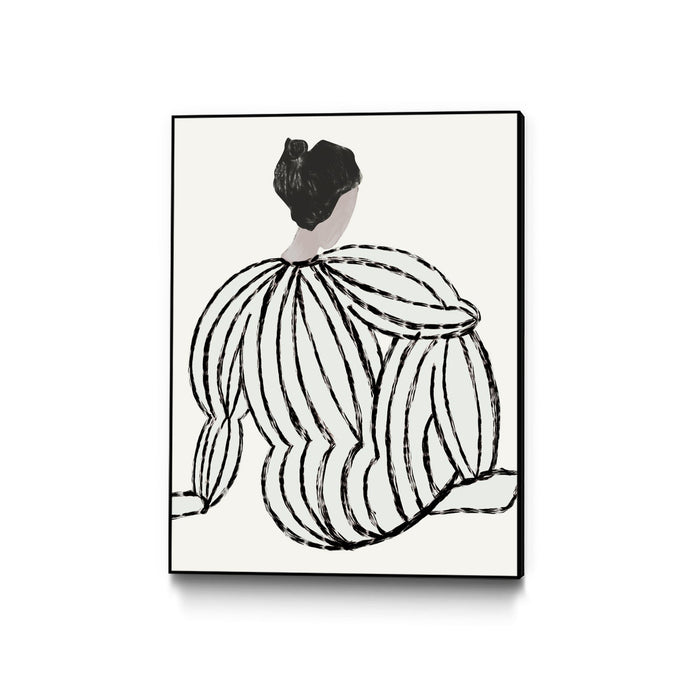 \"Grey Reflection\" Canvas Framed Black 24x32 Wall Art