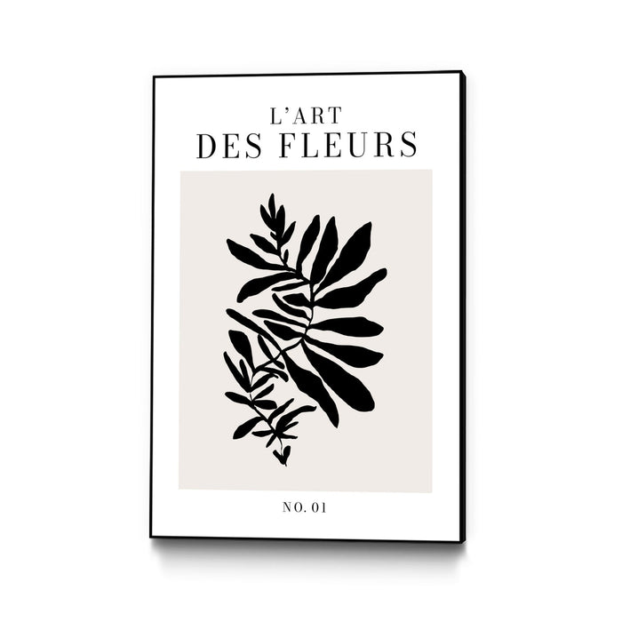 \"L'art Des Fleurs\" Canvas Framed Black 24x36 Wall Art