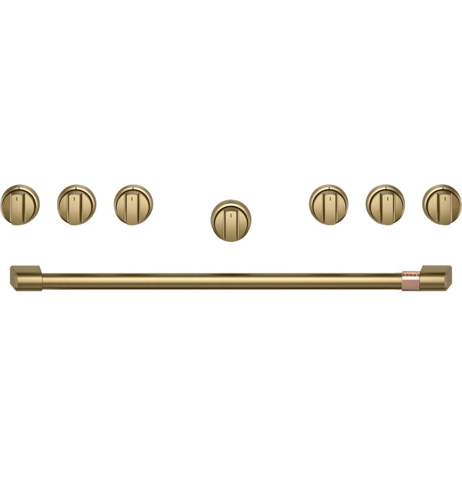 Café 36\" Brushed Brass Handle and Knob Kit for Pro Range and Rangetop - CXPR6HKPTCG