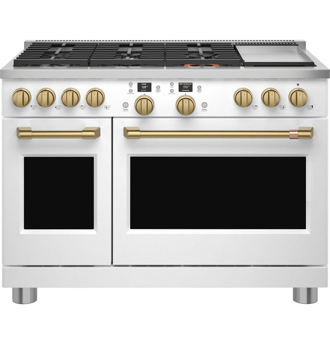 Café 48\" Brushed Brass Handle and Knob Kit for Pro Range and Rangetop - CXPR8HKPTCG