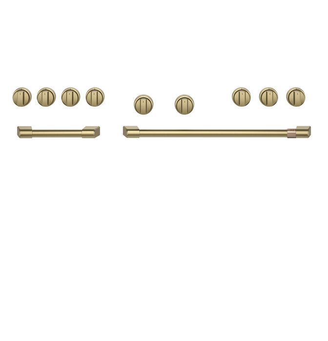 Café 48\" Brushed Brass Handle and Knob Kit for Pro Range and Rangetop - CXPR8HKPTCG