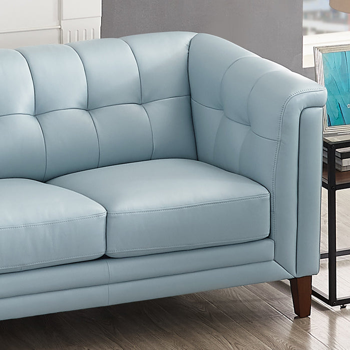 Hydeline Bodie Leather Loveseat - Spa Blue