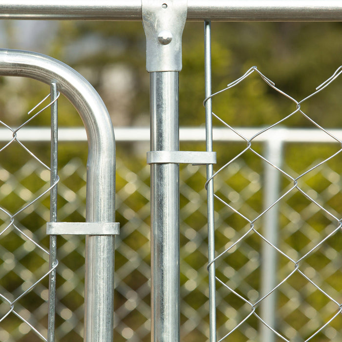 Pawhut Dog Kennel Outdoor Run Fence With Roof, Steel Lock, Mesh Sidewalls For Backyard & Patio, 13.1