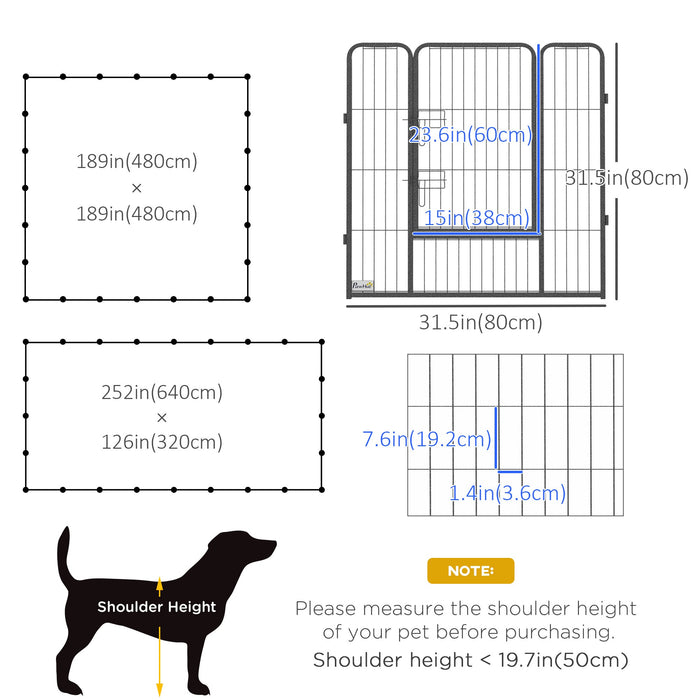 Pawhut Heavy Duty Dog Playpen, Metal Pet Puppy Exercise Pen, Diy Design, Outdoor Indoor, For Small A
