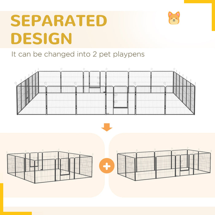 Pawhut Heavy Duty Dog Playpen, Metal Pet Puppy Exercise Pen, Diy Design, Outdoor Indoor, For Small A