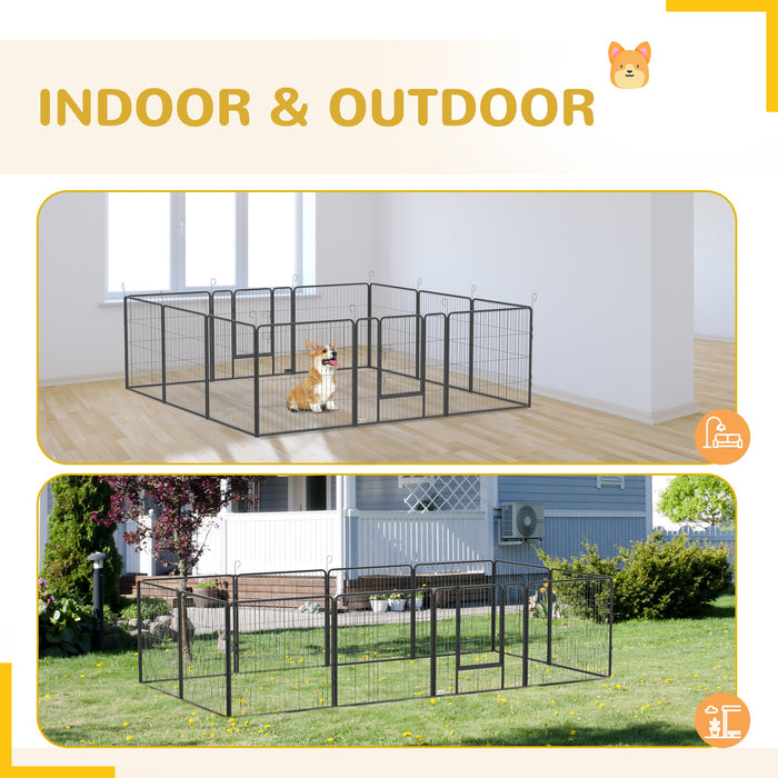 Pawhut Heavy Duty Dog Playpen, Metal Pet Puppy Exercise Pen, Diy Design, Outdoor Indoor, For Small A