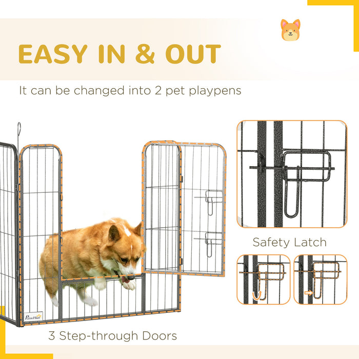 Pawhut Heavy Duty Dog Playpen, Metal Pet Puppy Exercise Pen, Diy Design, Outdoor Indoor, For Small A