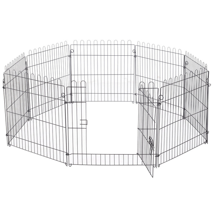 Pawhut 24inch 8-panel Octagon Pet Exercise Playpen Crate Foldable Dog Cage Pen Puppy Kennel, Black
