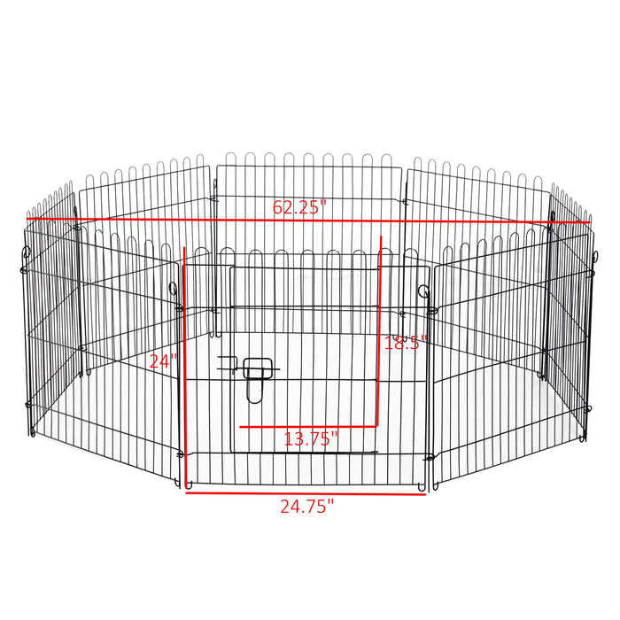 Pawhut 24inch 8-panel Octagon Pet Exercise Playpen Crate Foldable Dog Cage Pen Puppy Kennel, Black