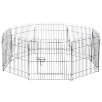 Pawhut 24inch 8-panel Octagon Pet Exercise Playpen Crate Foldable Dog Cage Pen Puppy Kennel, Black