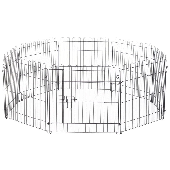 Pawhut 24inch 8-panel Octagon Pet Exercise Playpen Crate Foldable Dog Cage Pen Puppy Kennel, Black
