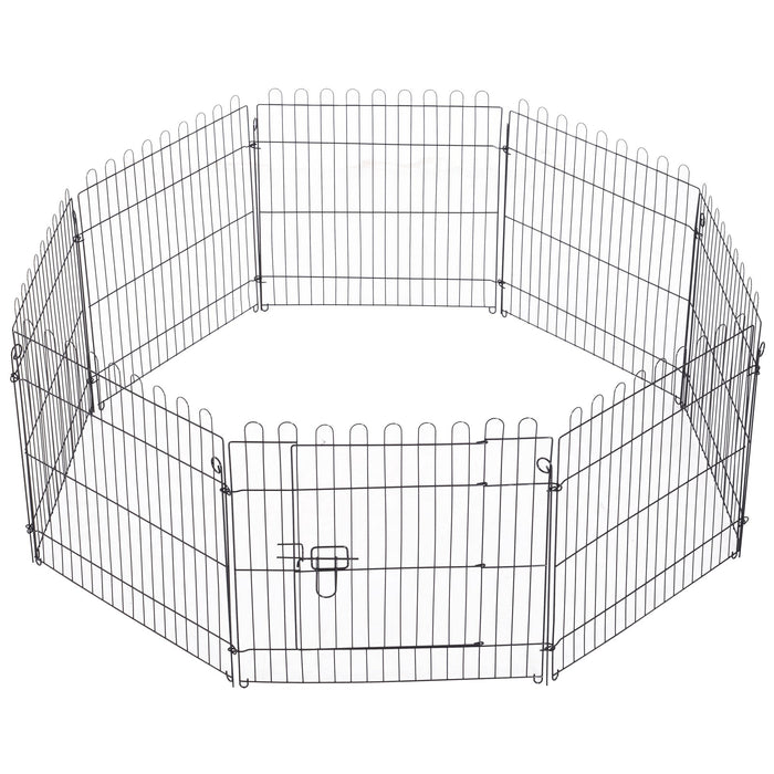 Pawhut 24inch 8-panel Octagon Pet Exercise Playpen Crate Foldable Dog Cage Pen Puppy Kennel, Black