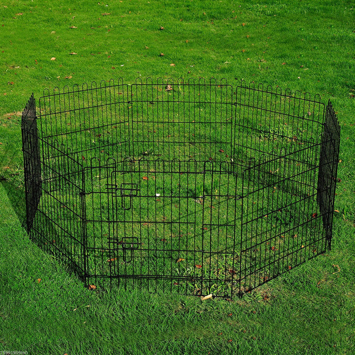 Pawhut 30inch 8-panel Octagon Pet Exercise Playpen Crate Foldable Dog Cage Pen Puppy Kennel, Black