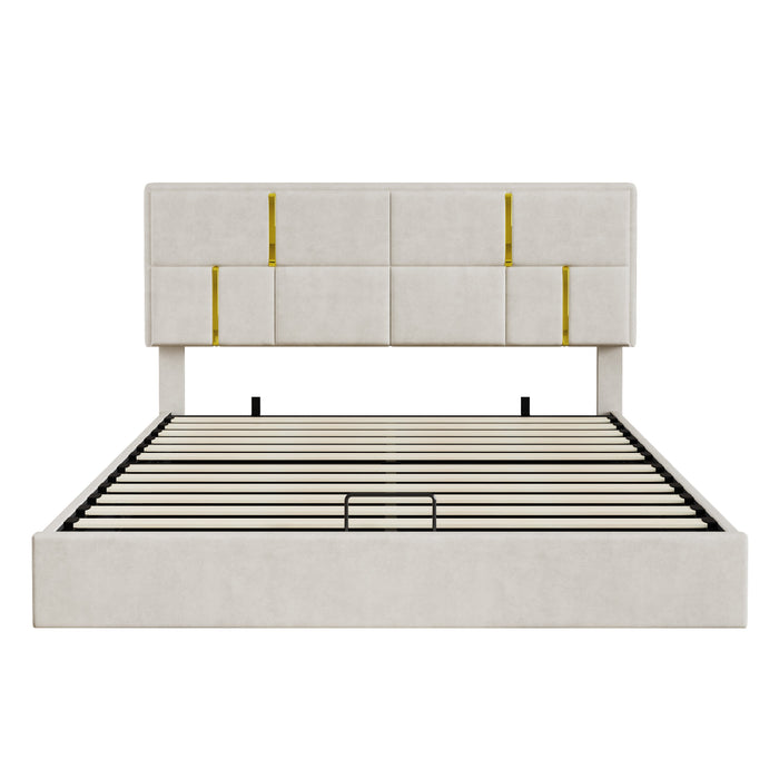 Nicole 2 Piece Bedroom Set With Upholstered Platform Bed And Ottoman Bench,queen Size,beige Queen Bed 