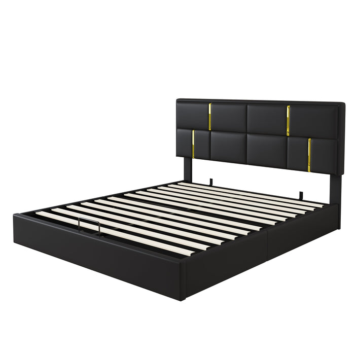 Nicole 2 Piece Bedroom Set With Upholstered Platform Bed And Ottoman Bench,queen Size,black Queen Bed 