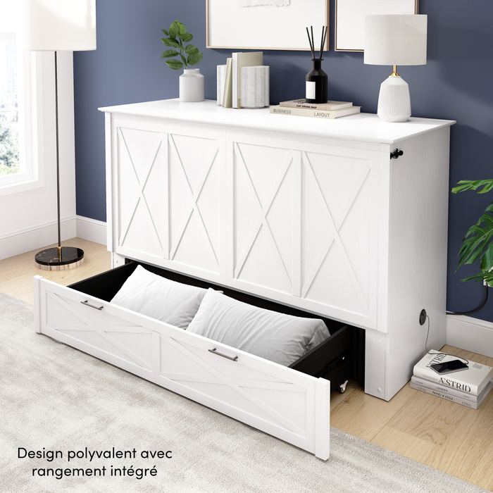 Key West Cabinet Bed With Tri-Fold Mattress - White Oak - Full Size 