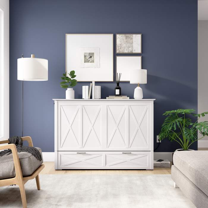 Key West Cabinet Bed With Tri-Fold Mattress - White Oak - Full Size 