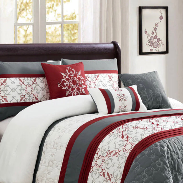 Lampa 7-Piece Queen Comforter Set - Red